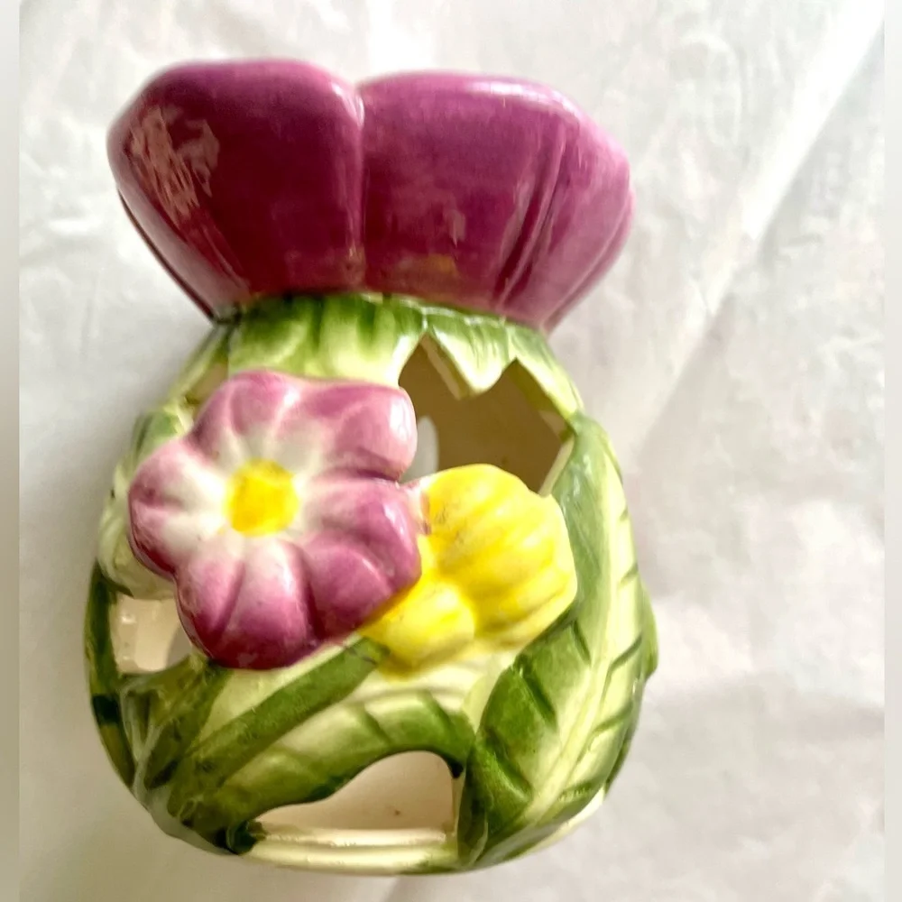 Pretty Floral Vase Candle Tea Light Holder 5”